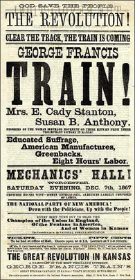 Poster advertising appearence of Train at women's suffrage event 