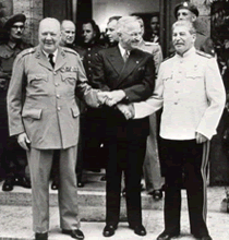 Churchill, Roosevelt and Stalin at Yalta Conference, 1945.