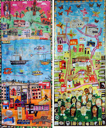 Portrait of a Nation collages by St George's Primary and Hillfields Primary (Martin Chainey).