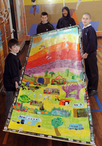 Kingsweston School pupils with their collage (Martin Chainey)