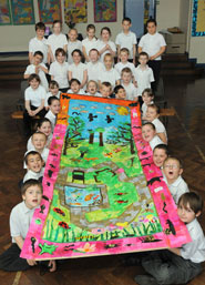 Weston Park pupils with their collage (Martin Chainey).