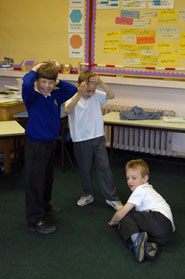 Avon Primary pupils in their drama workshop (Martin Chainey).