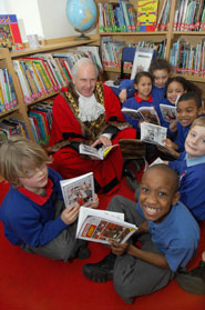 Readers at St George's Primary on launch day (Martin Chainey).
