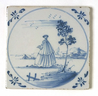 Tin-glazed earthenware tiles from Bristol, 1740-1775 (© Victoria and Albert Museum).