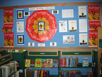 Display organised at Taunton Children's library in Somerset by Marion Threlfall.