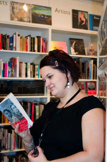 Staff at Arnolfini, Bristol, with the book (Laura Thorne).
