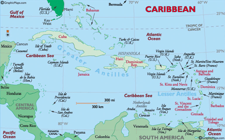 Map of the Caribbean