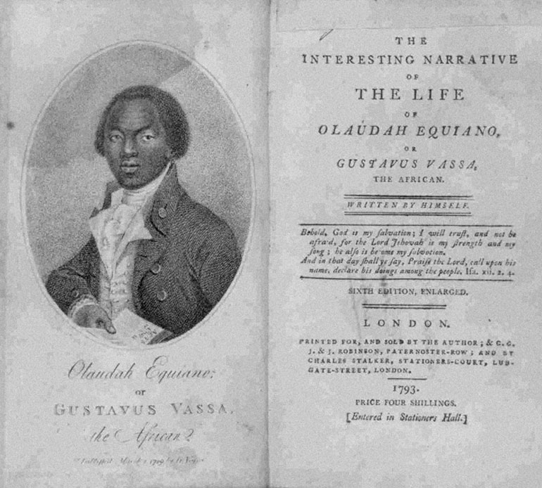 Frontispiece of the autobiography of Olaudah Equiano (c1745-1797), who was sold into slavery and later settled in Britain after buying his freedom, 