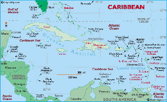 Map of the Caribbean.