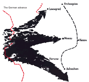 Map showing the German advance.